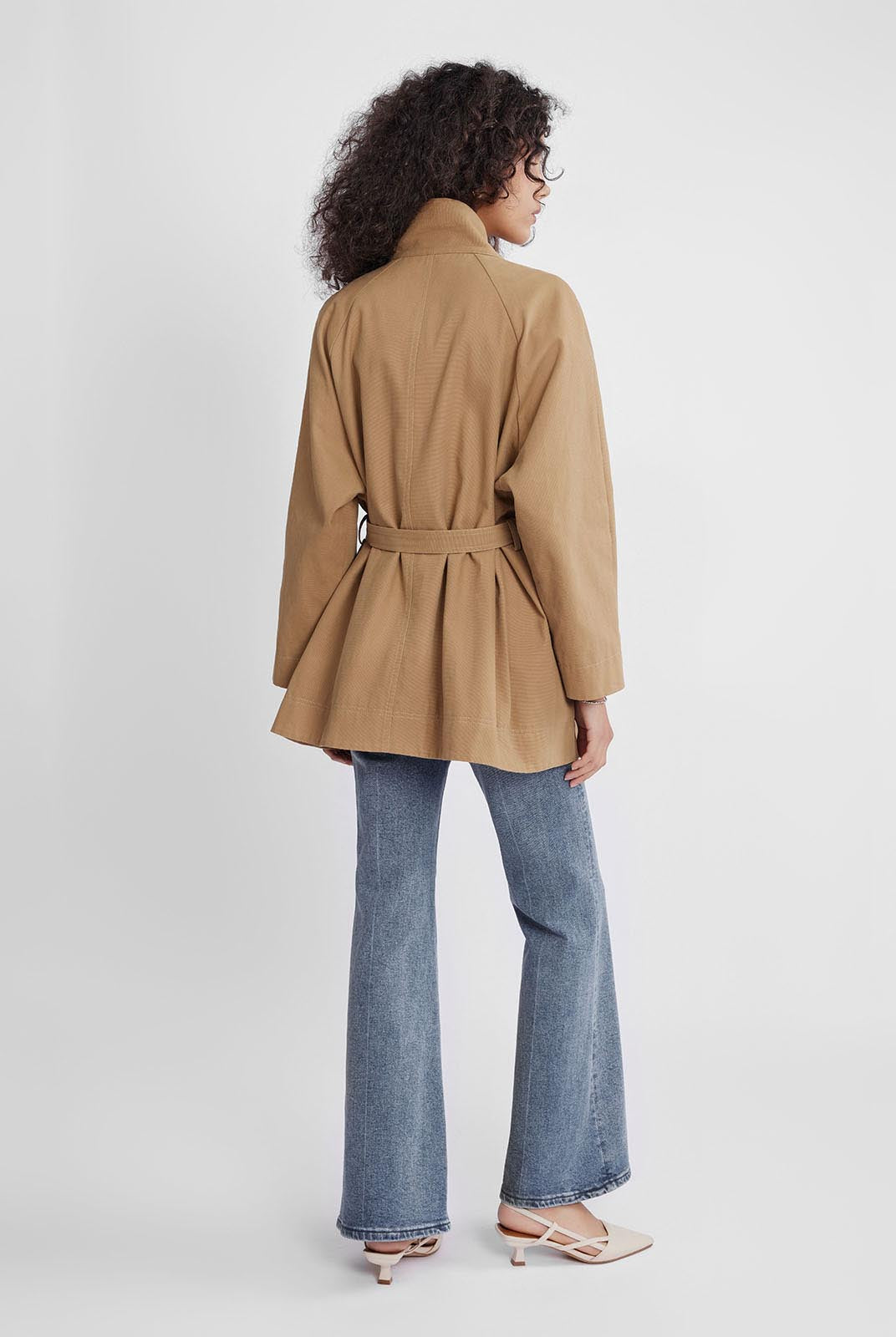 ASOBIO Stand Collar Belted Trench Coat