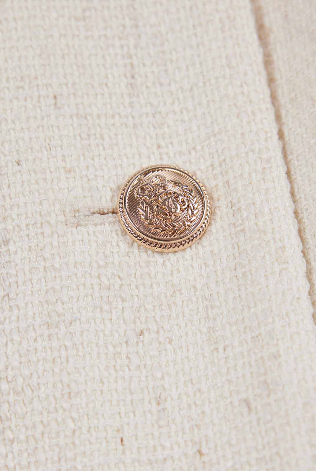 ASOBIO Cropped Tweed Jacket with Pleated Hem