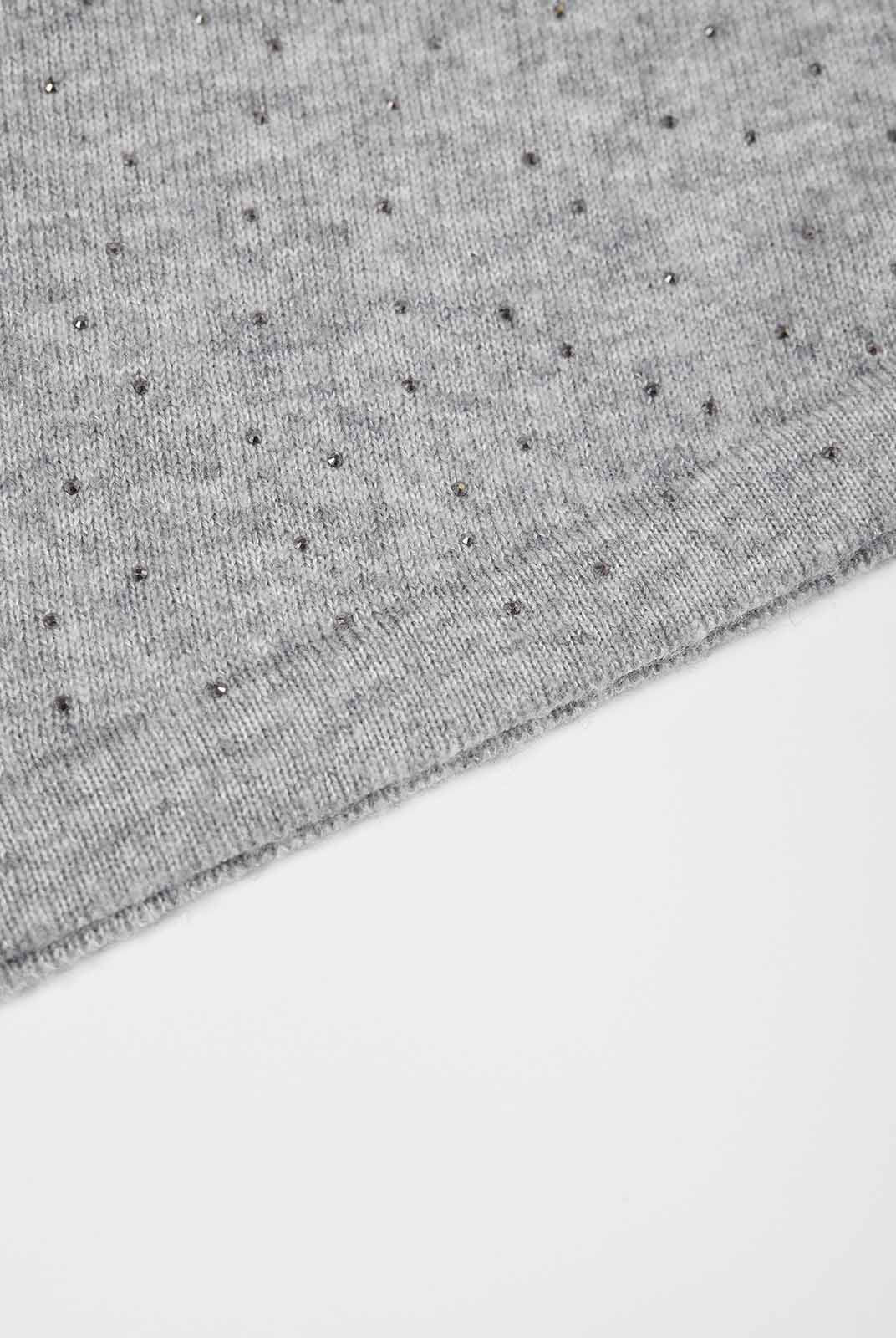 ASOBIO One-Shoulder Crystal Knit Sweater with Feather Cuffs