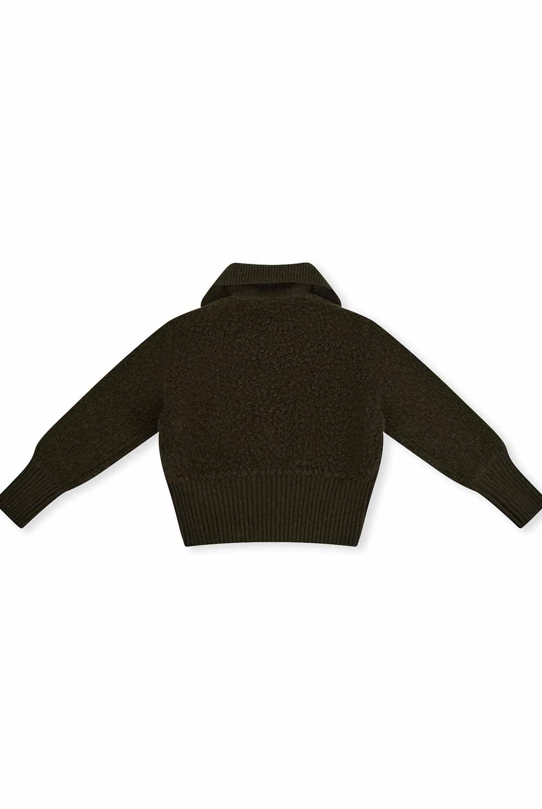 ASOBIO 100% Wool Zip-Up Cardigan