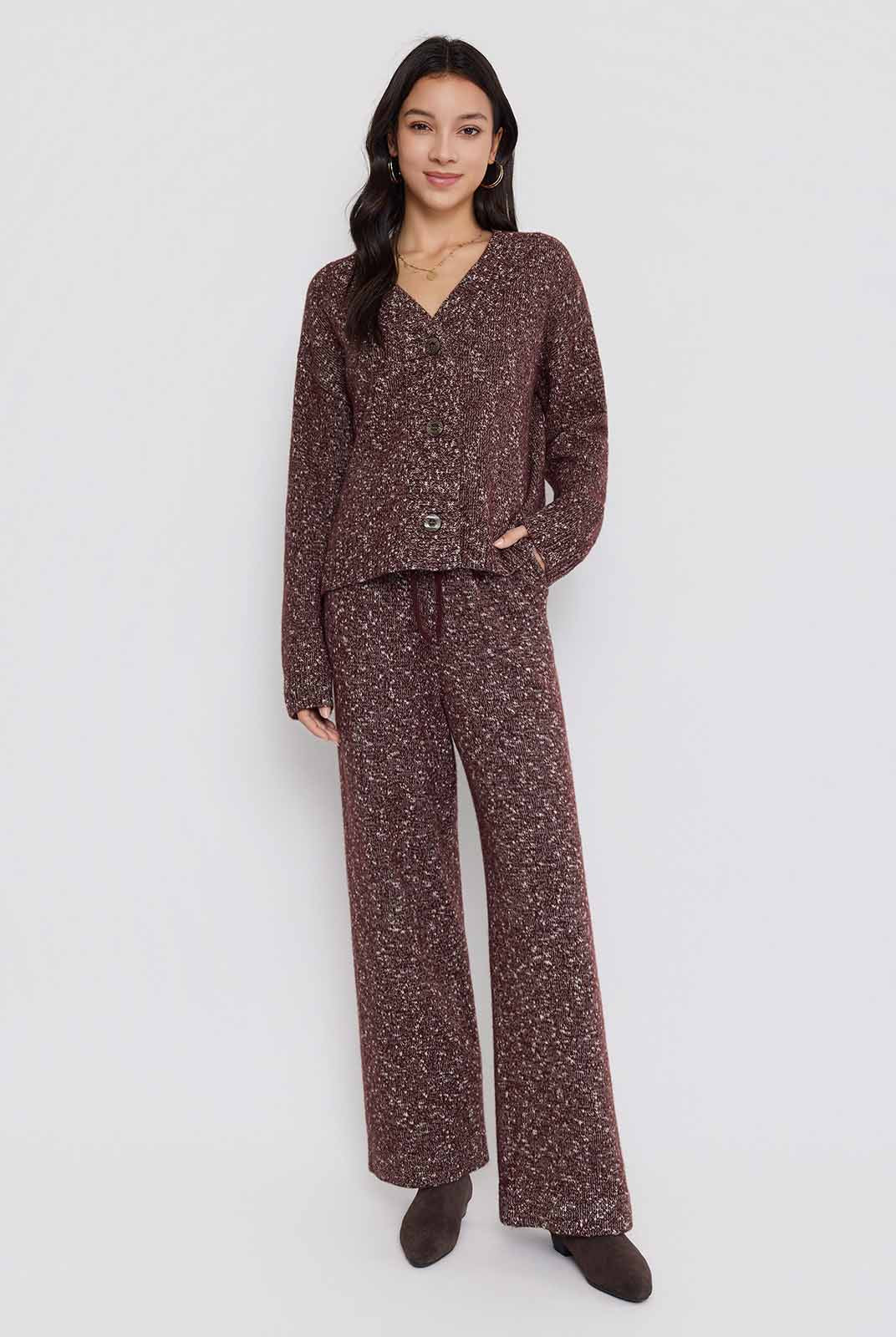 ASOBIO Wool-Blend V-Neck Cardigan