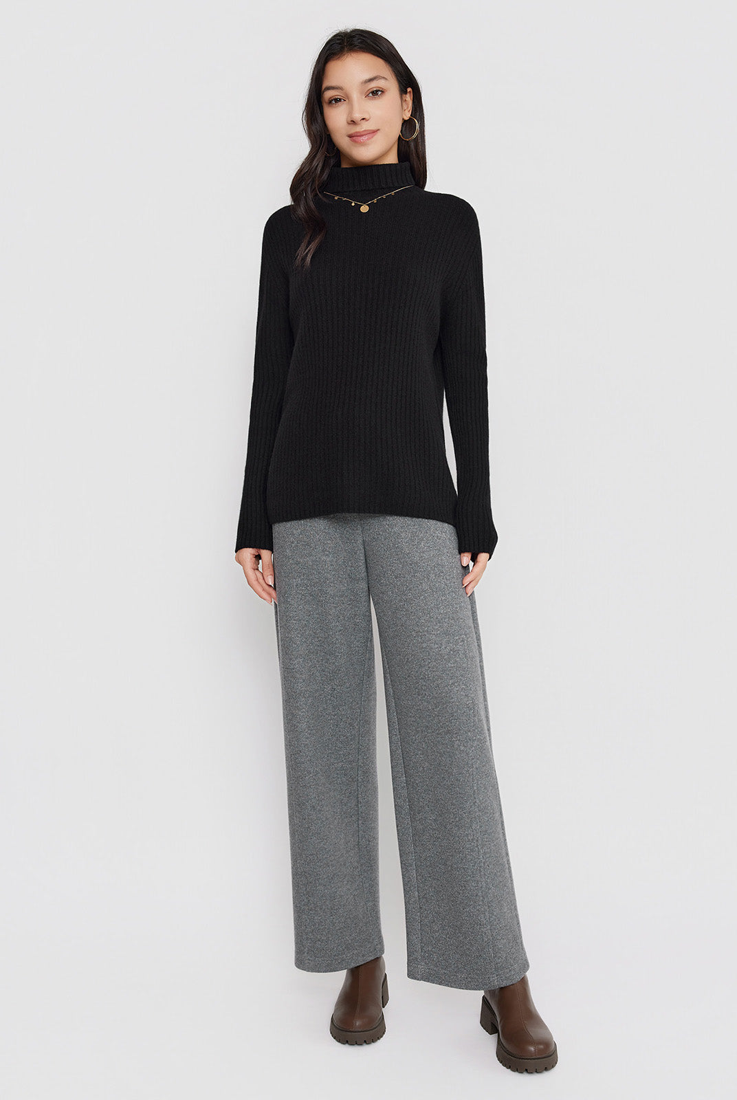 ASOBIO 100% Wool Turtleneck Sweater
