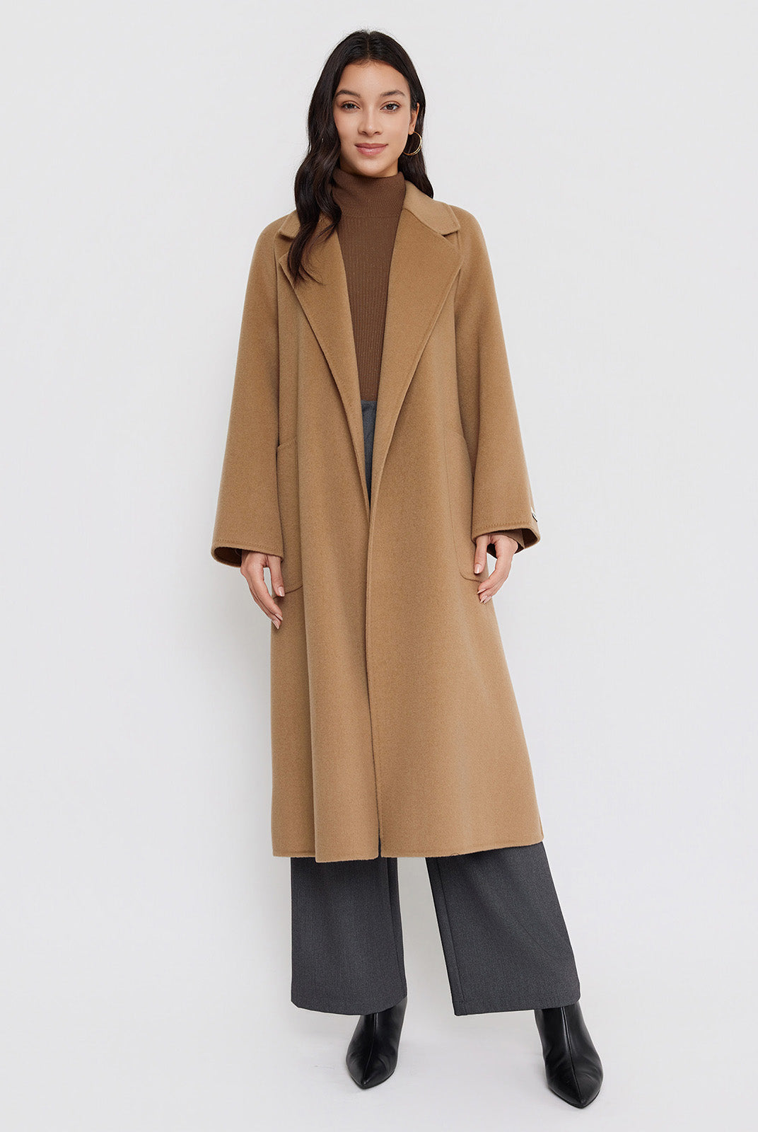 ASOBIO Double-Faced Wool Wrap Coat