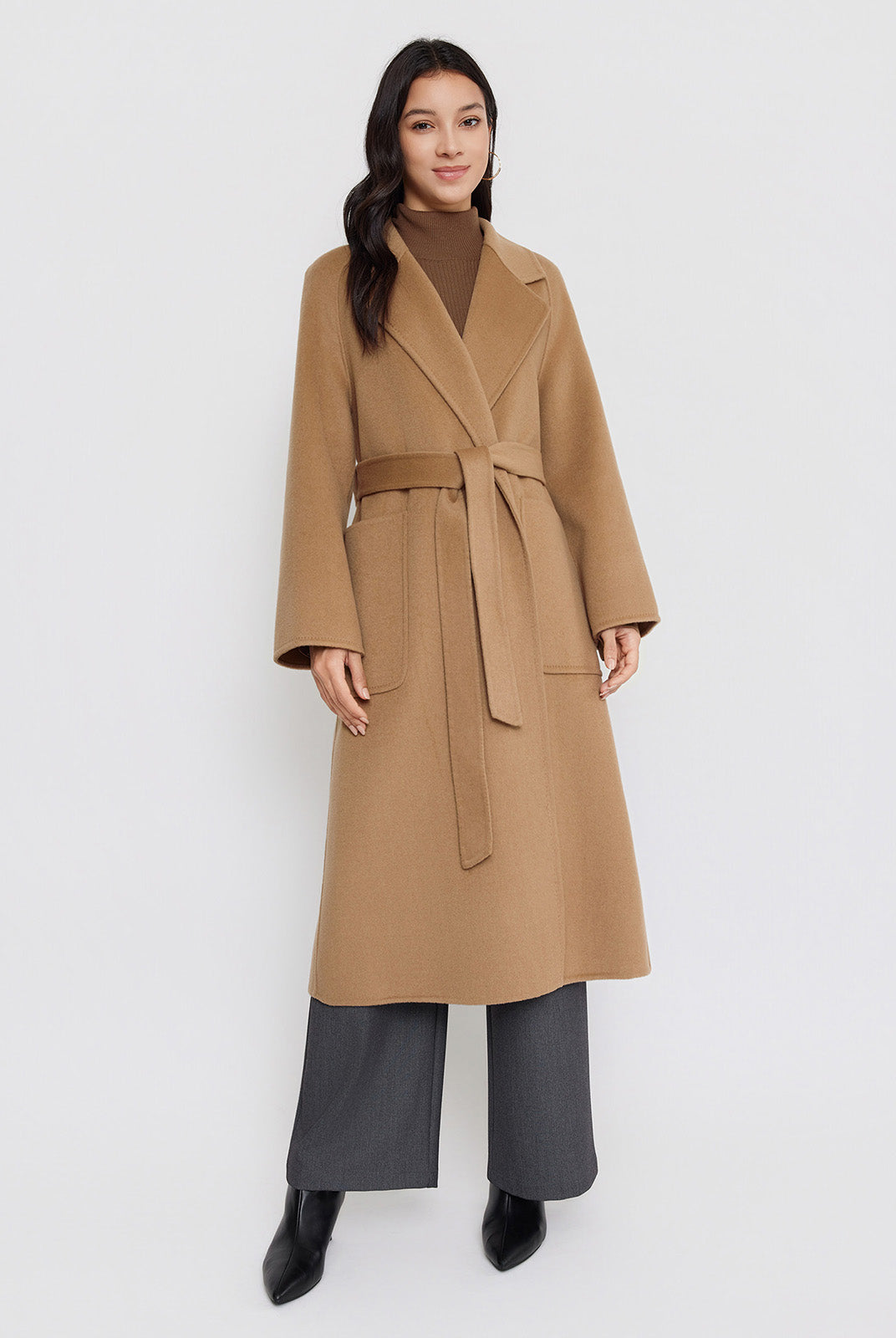 ASOBIO Double-Faced Wool Wrap Coat