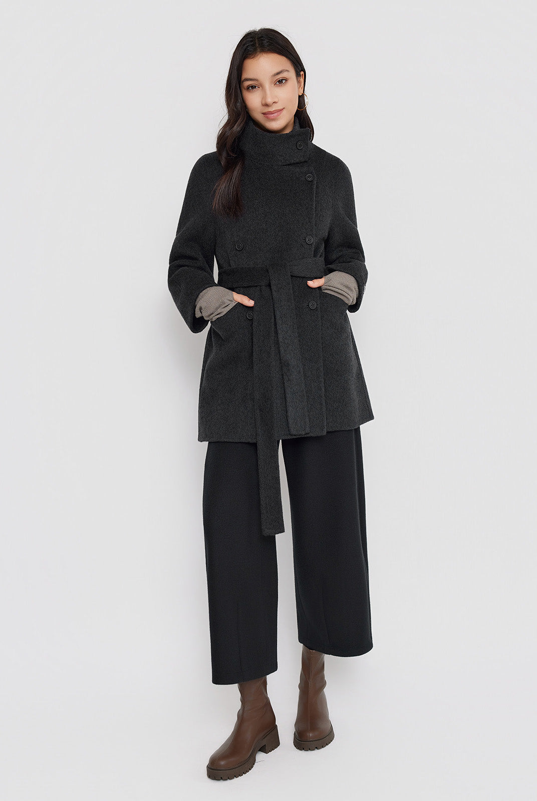 ASOBIO Double-Faced Double-Breasted Wrap Coat