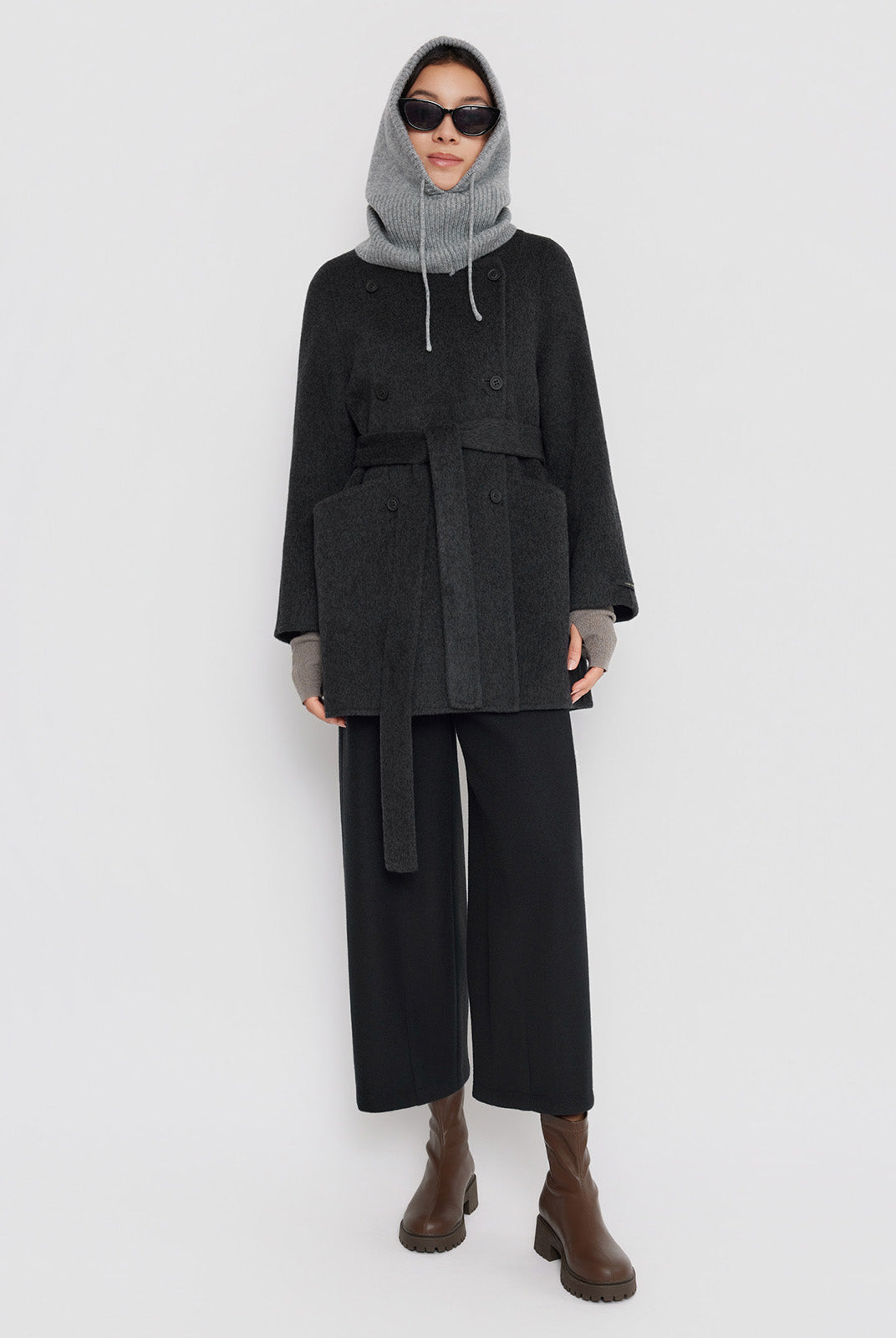 ASOBIO Double-Faced Double-Breasted Wrap Coat