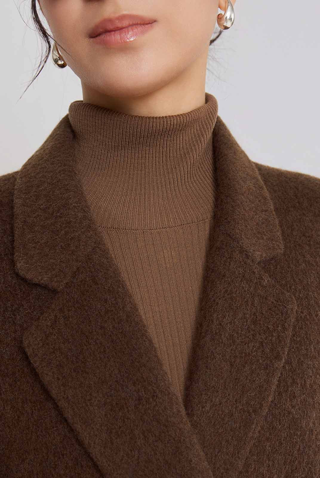 ASOBIO Relaxed Long Wool and Camel Hair Coat