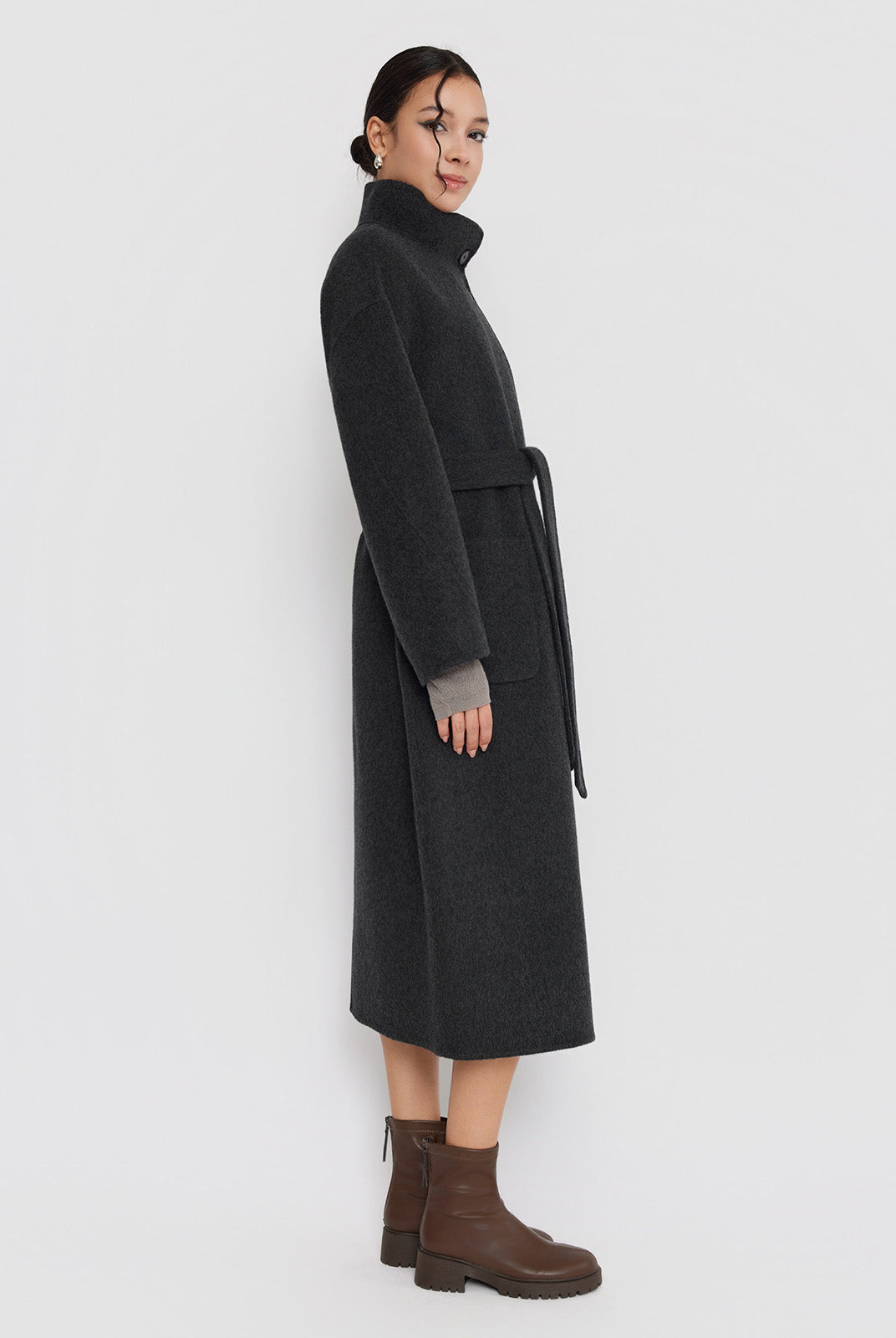ASOBIO Minimal Long Wool-Alpaca Wrap Coat