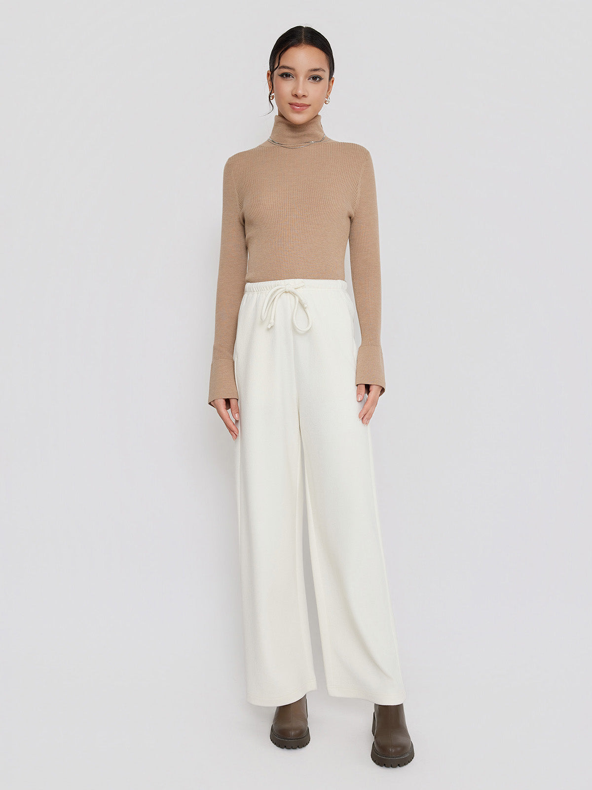 ASOBIO Elastic Waist Knit Drawstring Pant