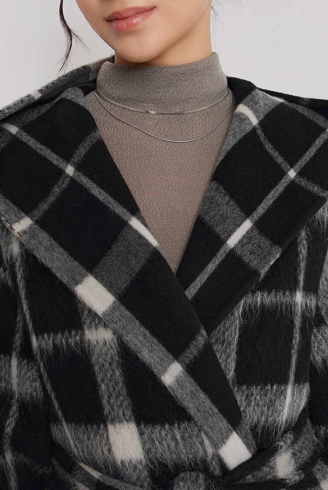 ASOBIO Double-Faced Long Wool-Alpaca Hooded Coat