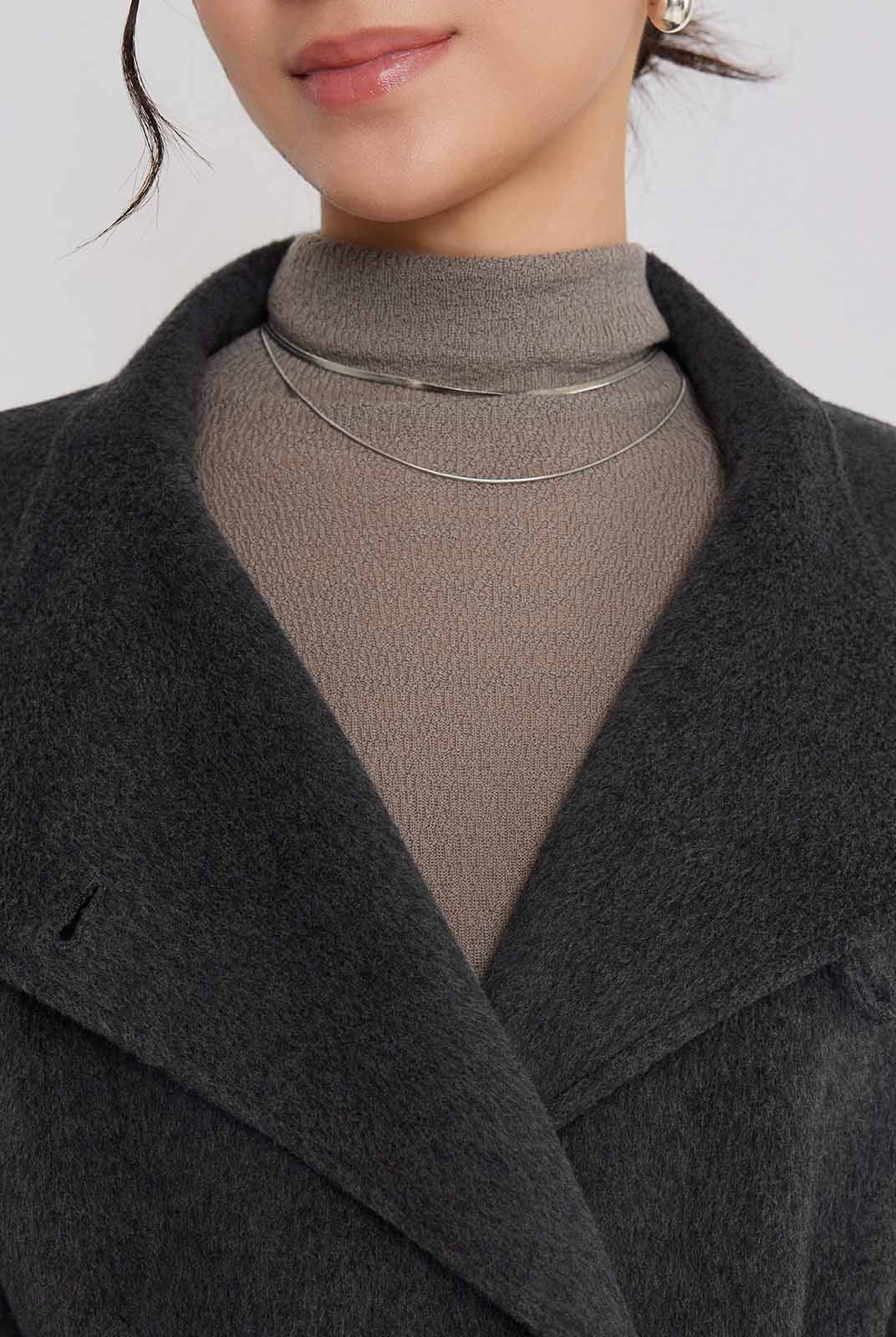 ASOBIO Double-Faced Stand Collar Wrap Coat