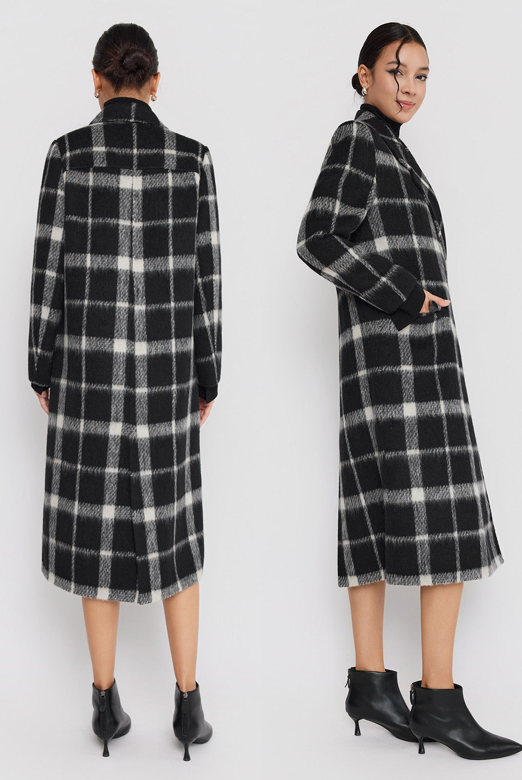 Double-Faced Long Wool-Alpaca Hooded Coat