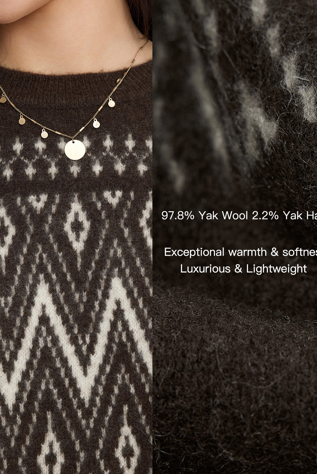 ASOBIO Geometric Yak Wool Sweater