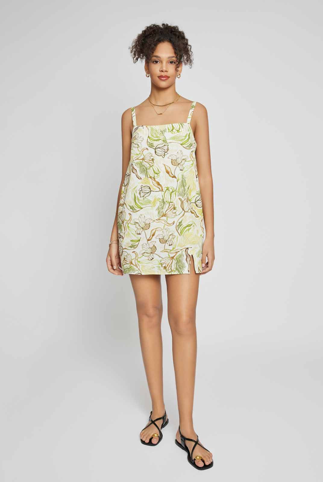 Adjustable Strap Ramie-Blend Skort