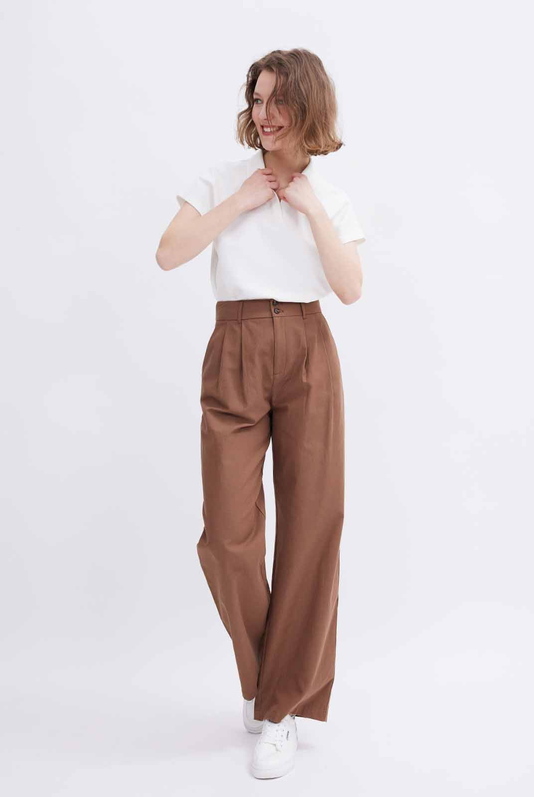 High-Waist Wide-Leg Casual Trousers