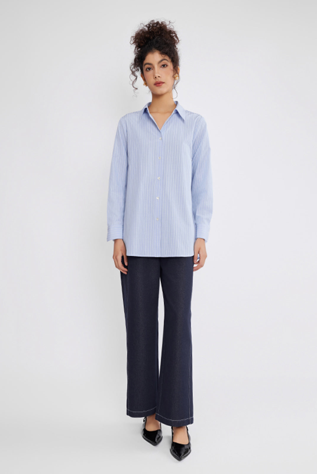 ASOBIO Relaxed Long-Sleeve Button-Up Shirt