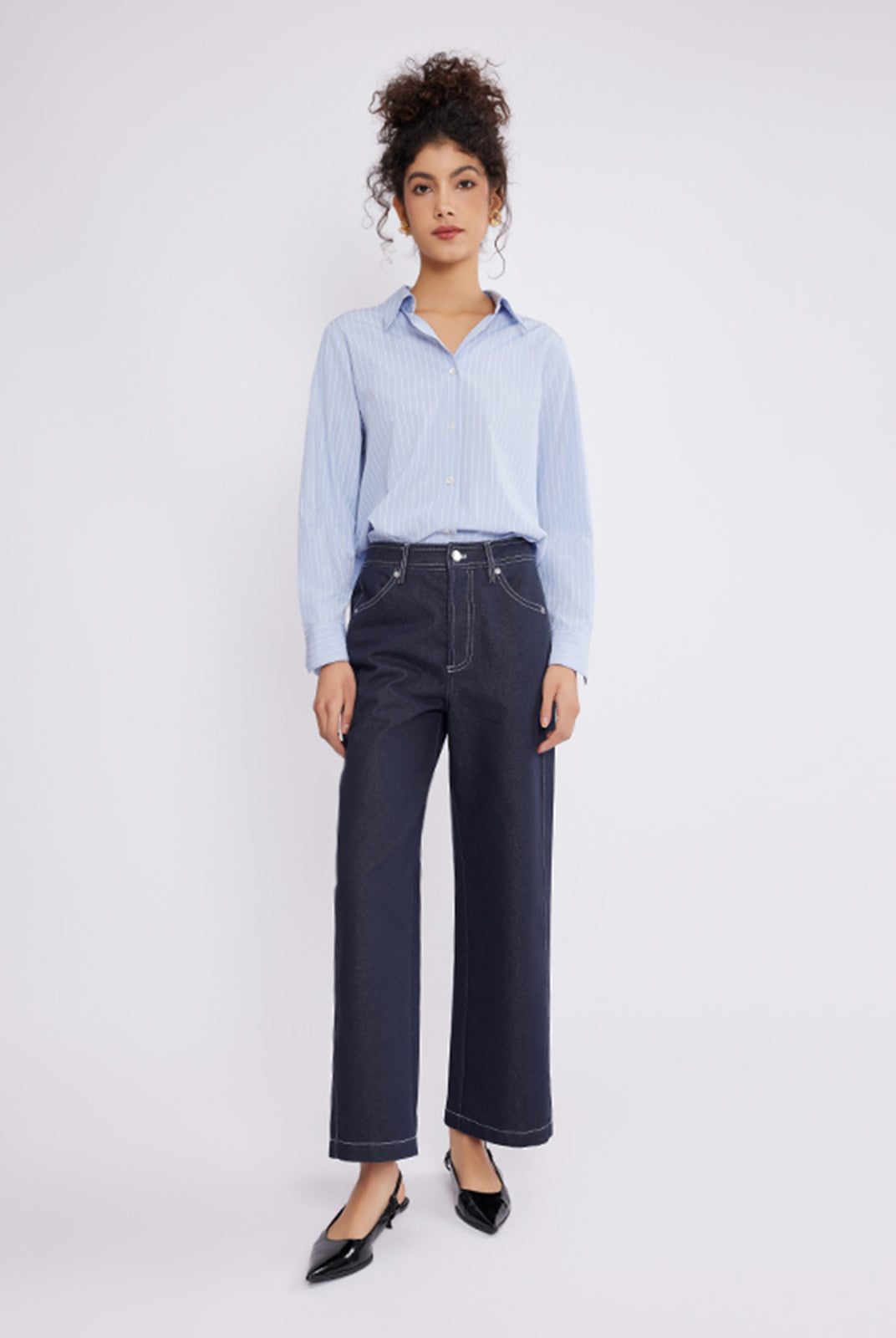 ASOBIO Relaxed Long-Sleeve Button-Up Shirt