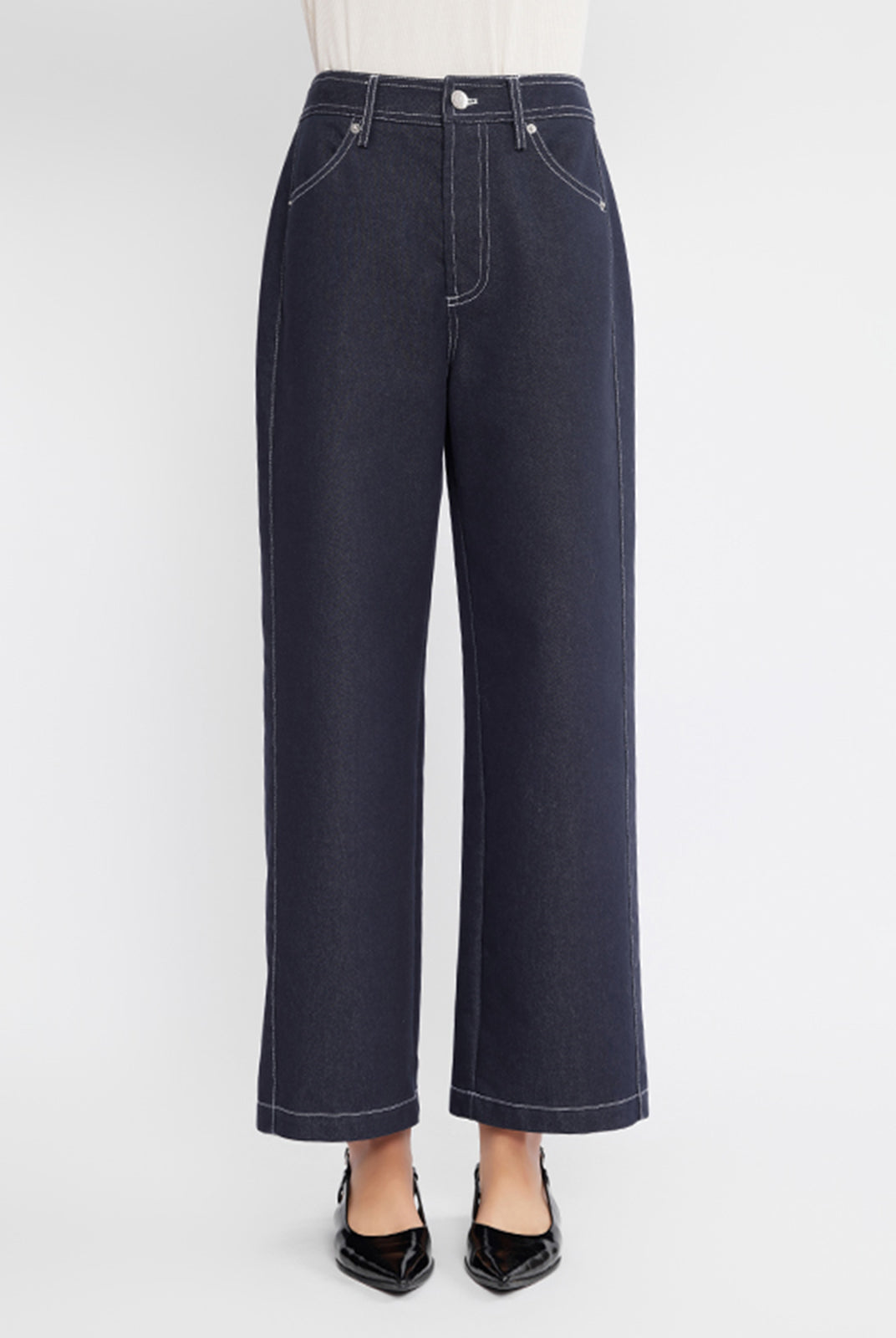 ASOBIO Mid-Rise Wide-Straight Jeans