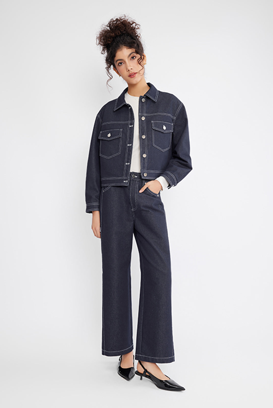 ASOBIO Mid-Rise Wide-Straight Jeans