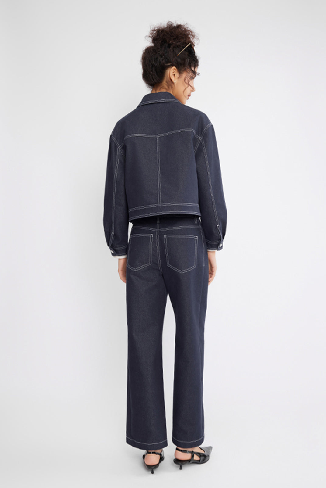 ASOBIO Crop Denim Trucker Jacket