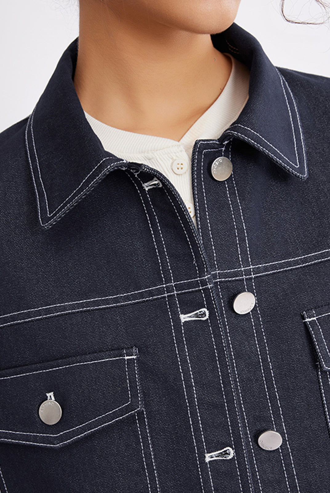 ASOBIO Crop Denim Trucker Jacket