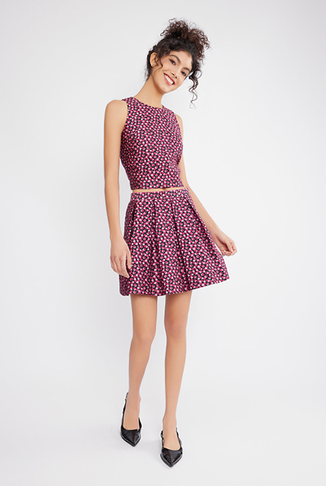 ASOBIO Jacquard Short Pleated Skirt