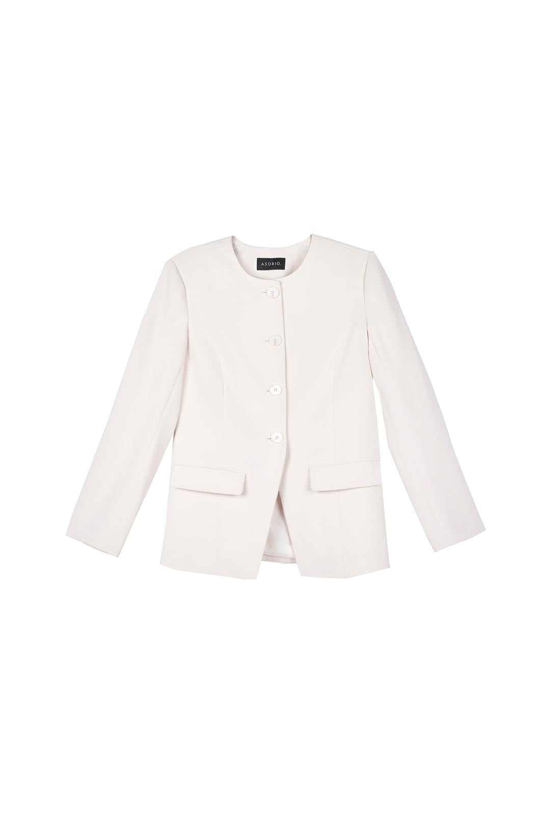 ASOBIO Tailored Round Neck Button-Up Blazer