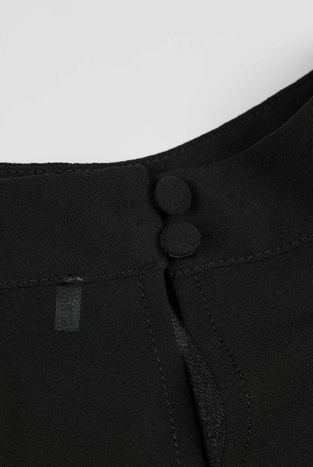 Pleated Chiffon Lace-Panel Blouse