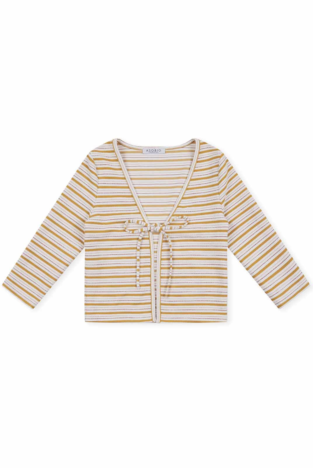 ASOBIO Knitted Front-Tie 3/4 Sleeve Cardigan