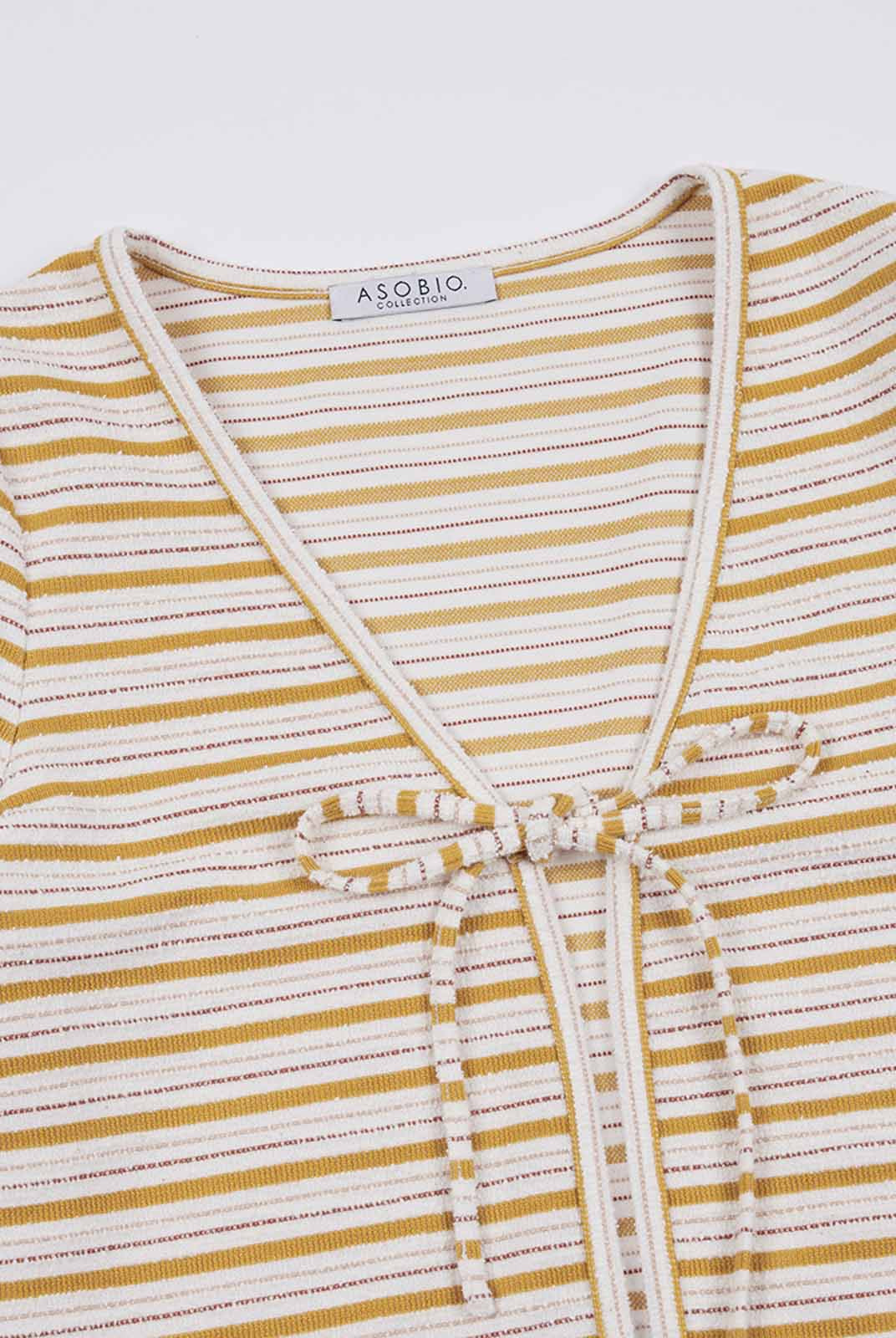 ASOBIO Knitted Front-Tie 3/4 Sleeve Cardigan