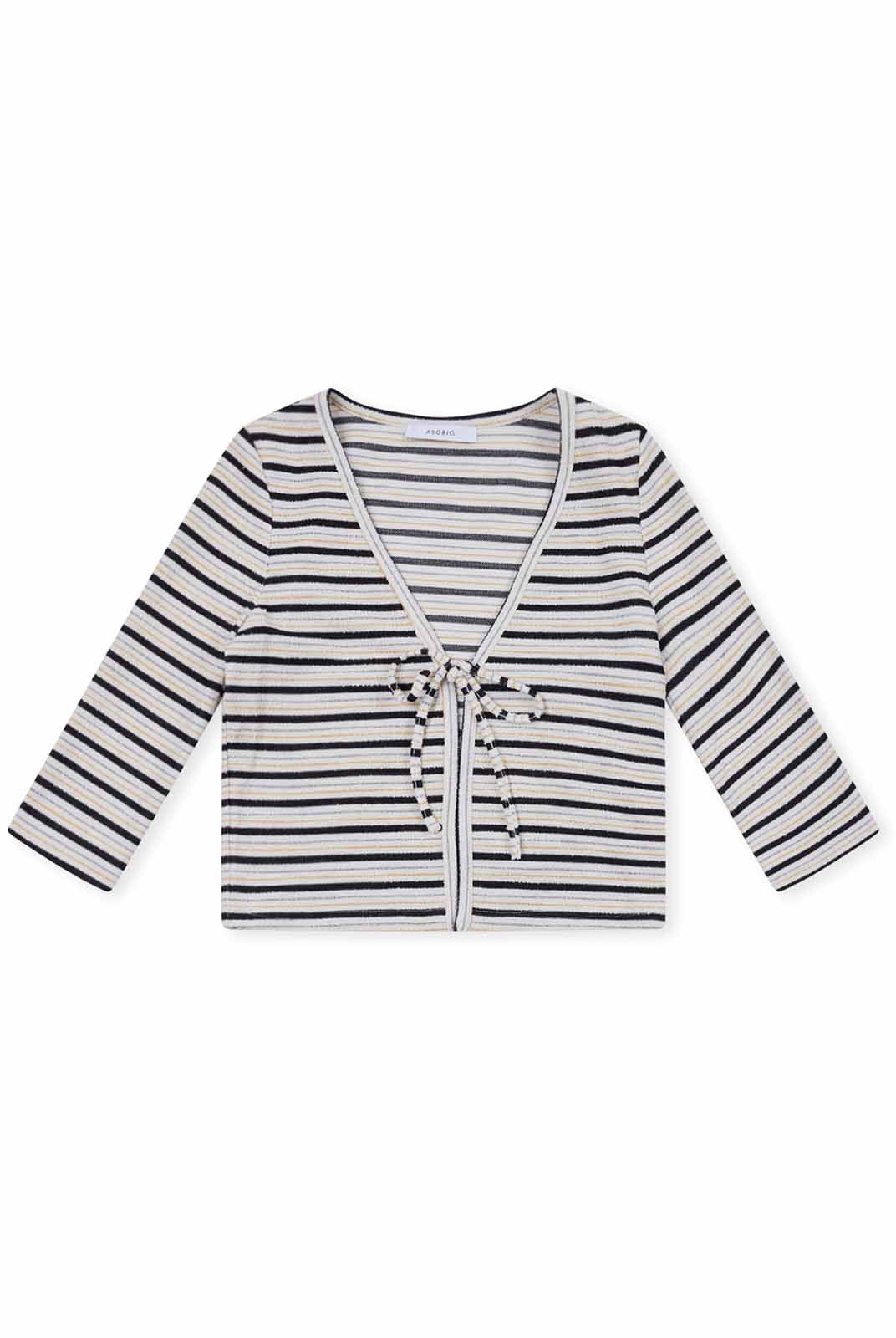 ASOBIO Knitted Front-Tie 3/4 Sleeve Cardigan