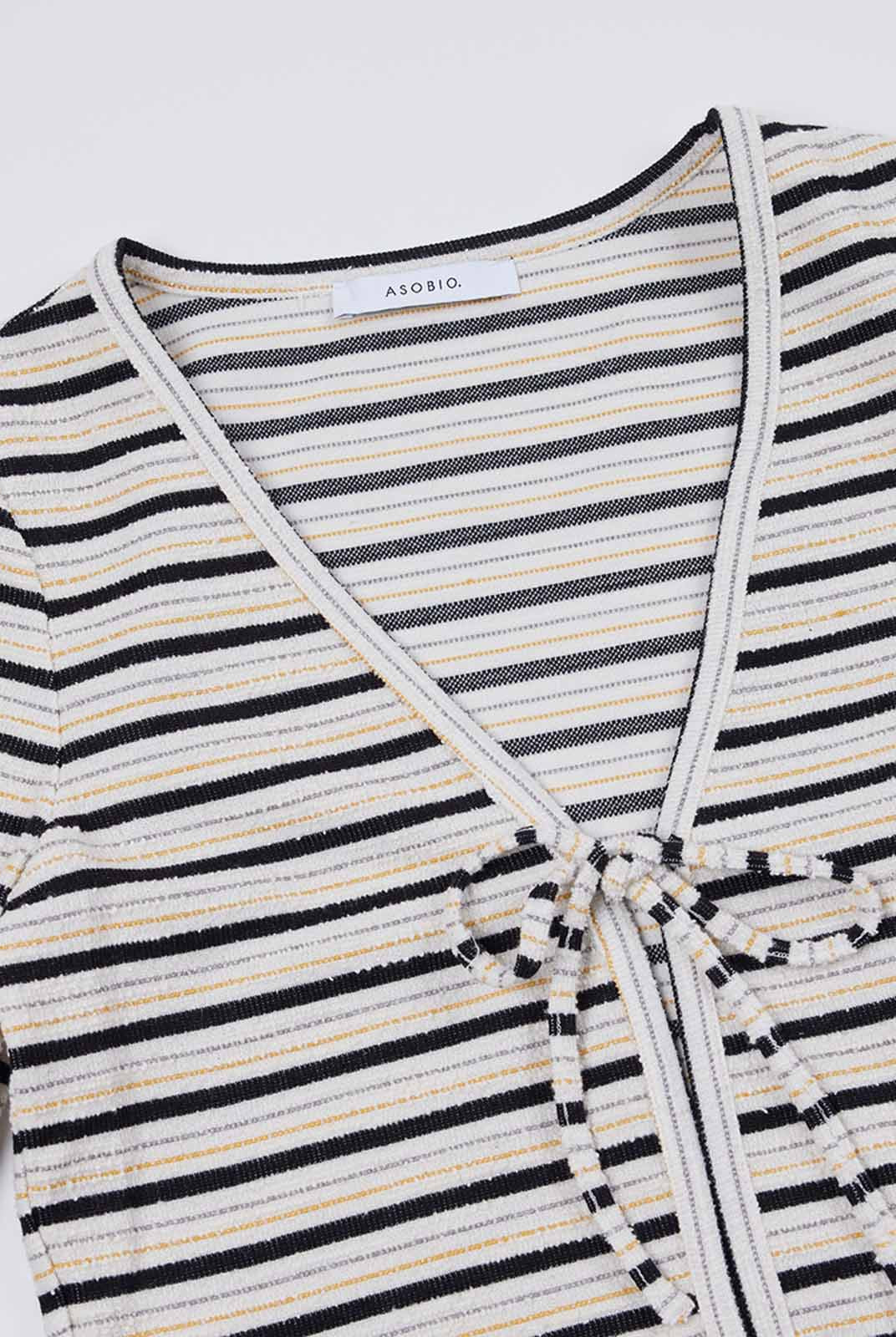 ASOBIO Knitted Front-Tie 3/4 Sleeve Cardigan