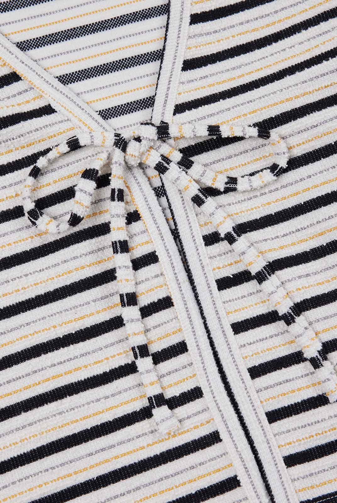 ASOBIO Knitted Front-Tie 3/4 Sleeve Cardigan