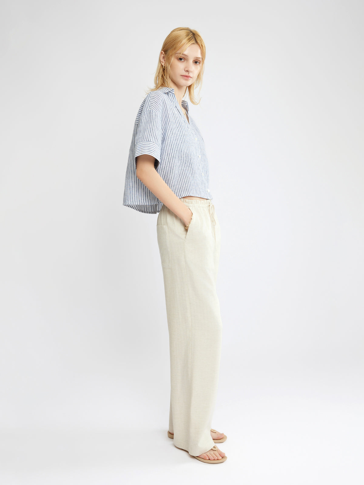 100% Linen Cropped Shirt