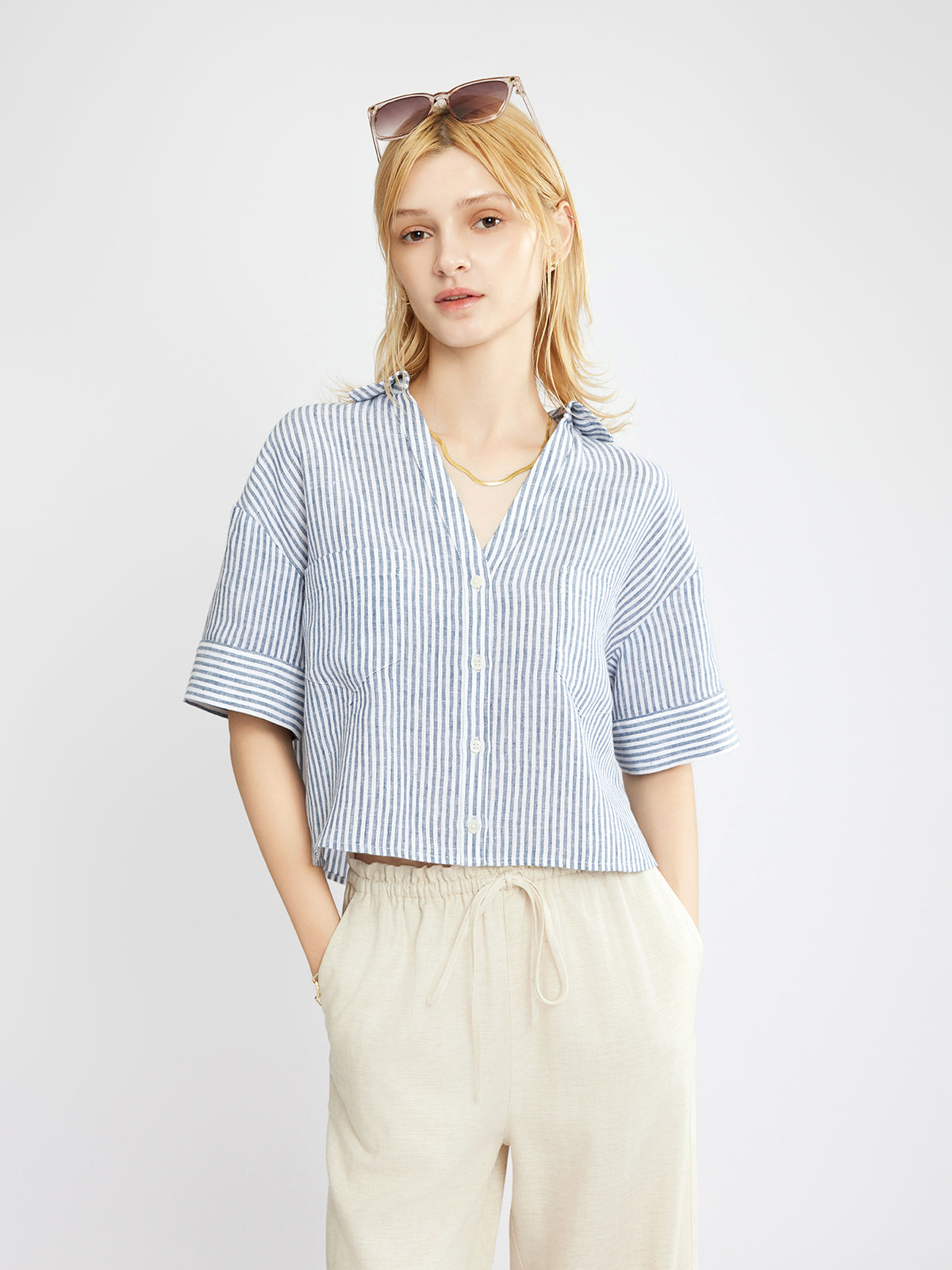 100% Linen Cropped Shirt