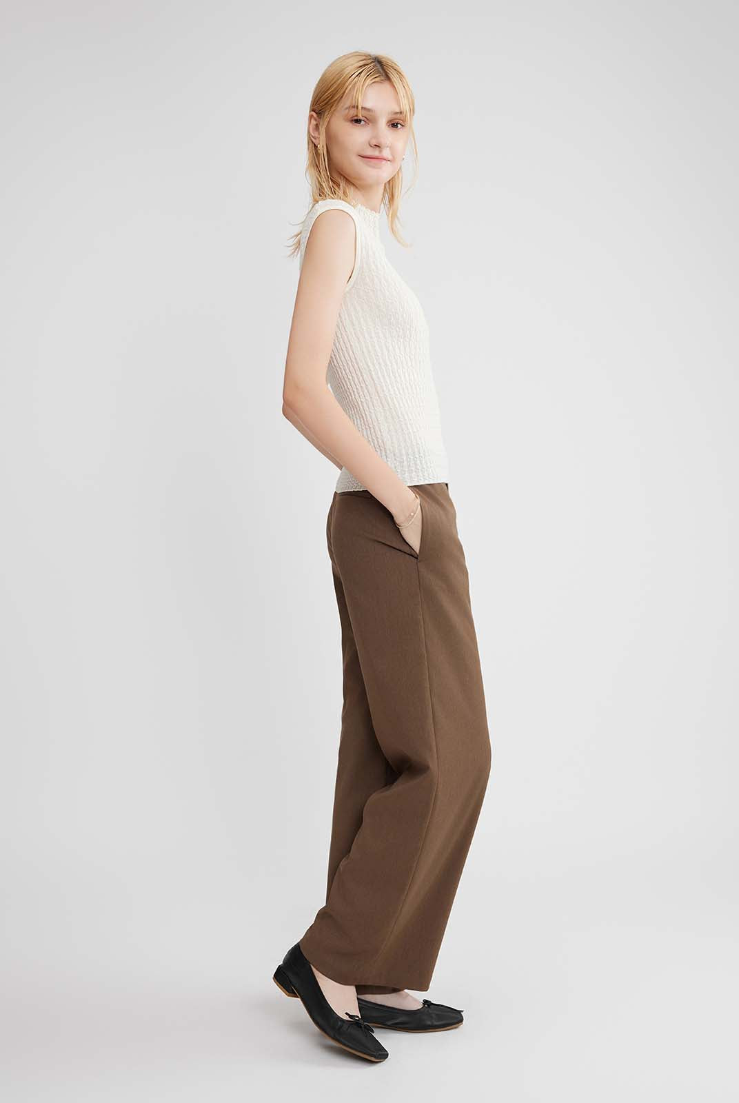 ASOBIO 100% Wool Textured Mockneck Top