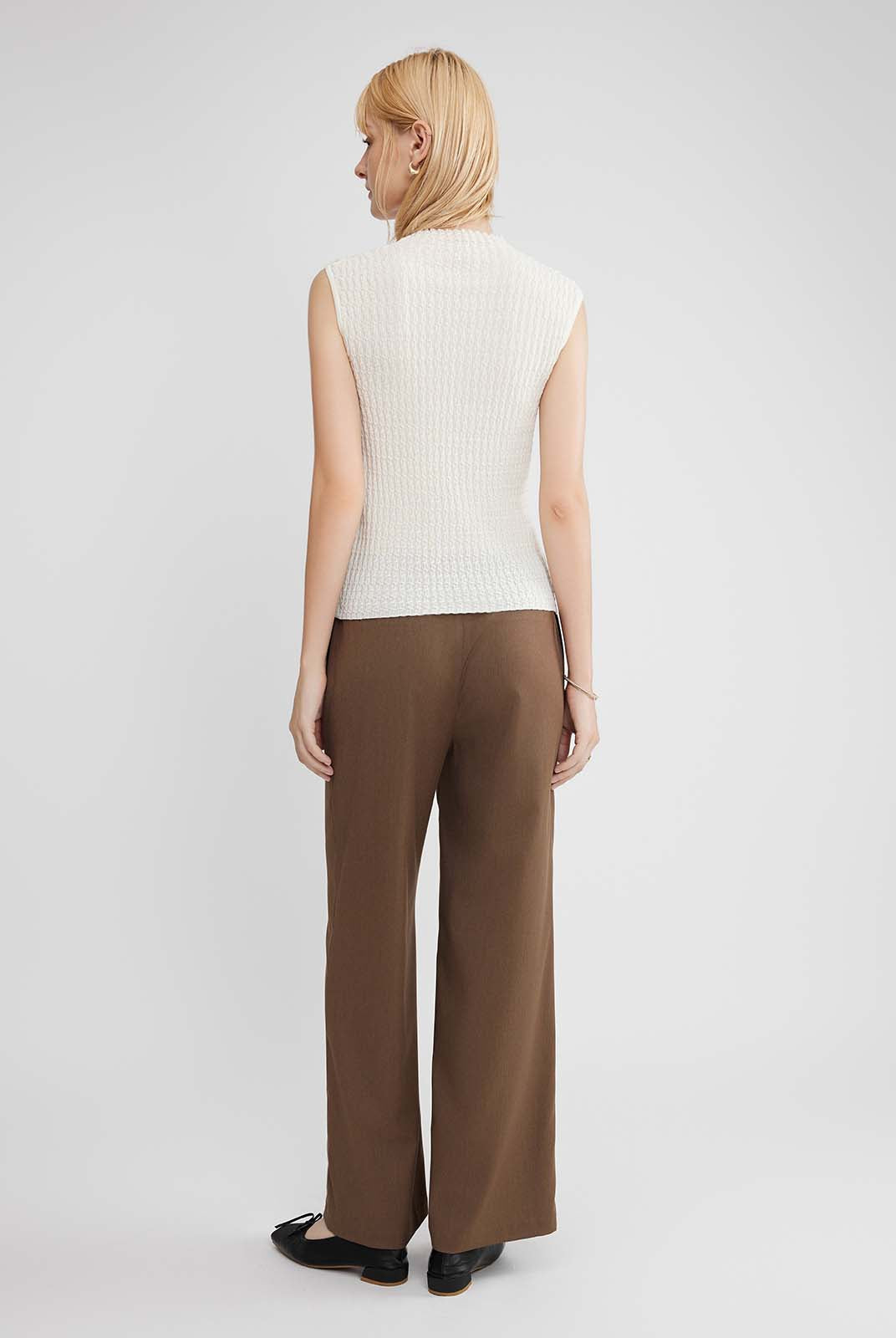 ASOBIO 100% Wool Textured Mockneck Top
