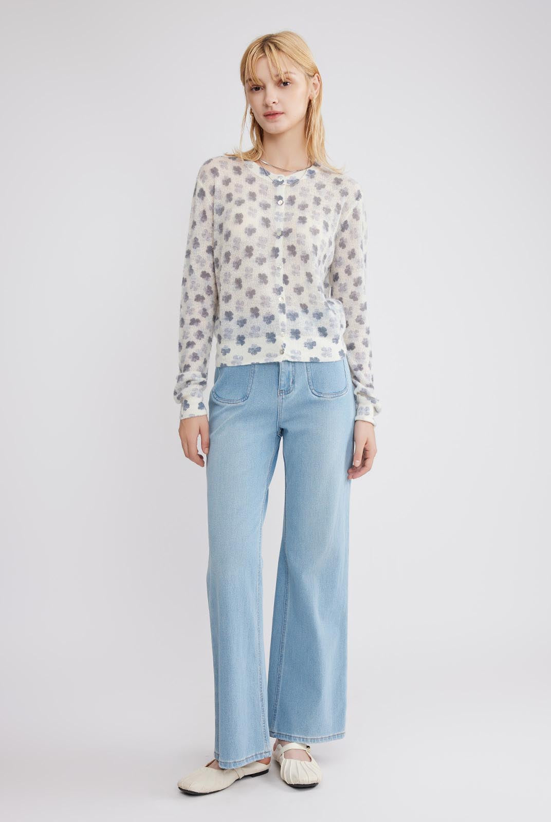 ASOBIO Wool Blend Knit Cardigan