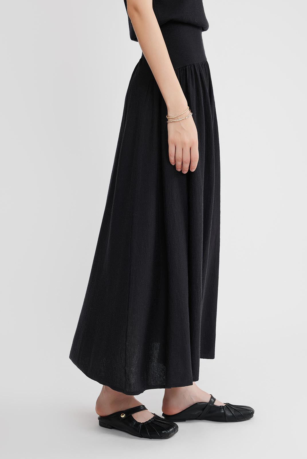 ASOBIO Wool Blend Asymmetric Knit Skirt