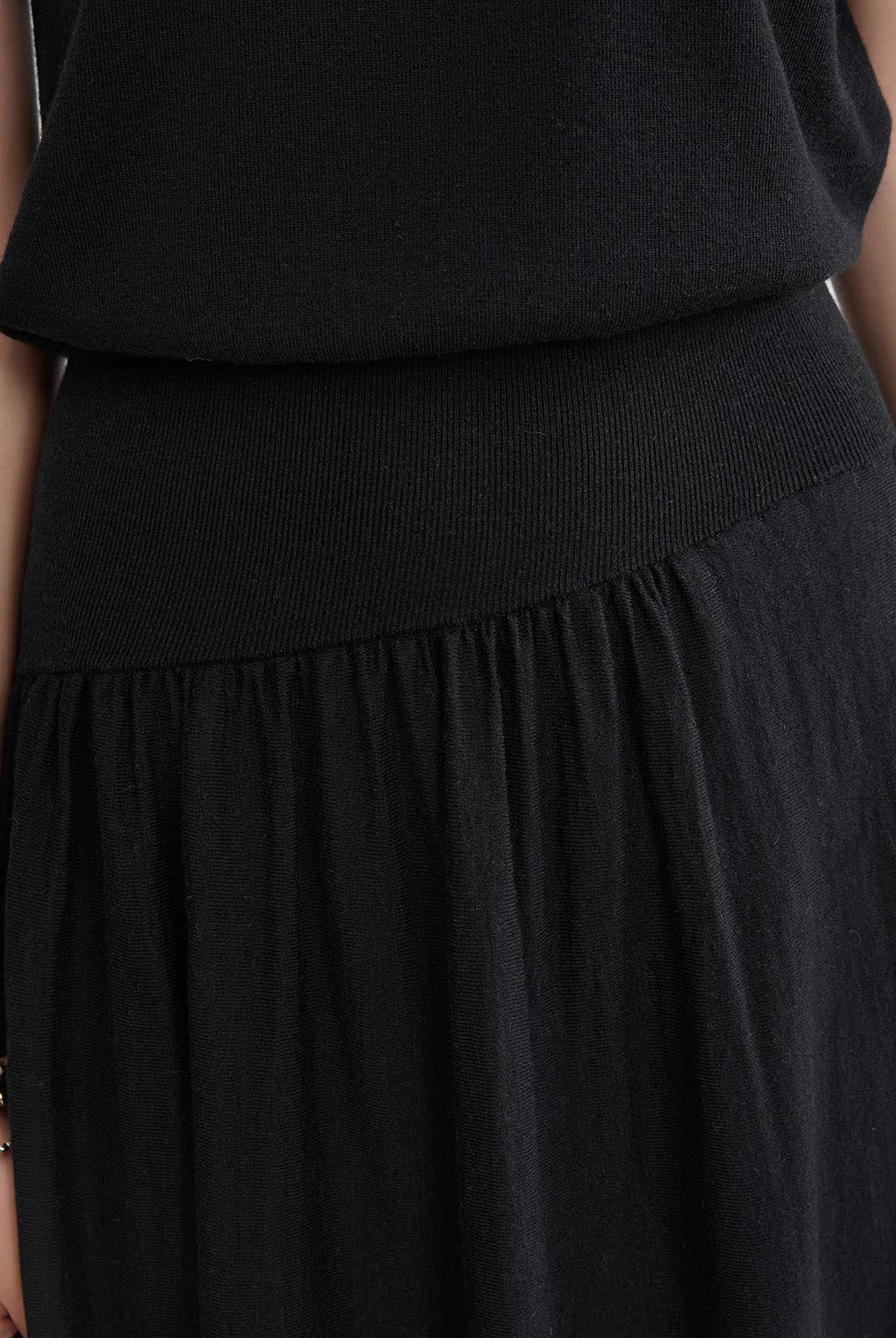 ASOBIO Wool Blend Asymmetric Knit Skirt