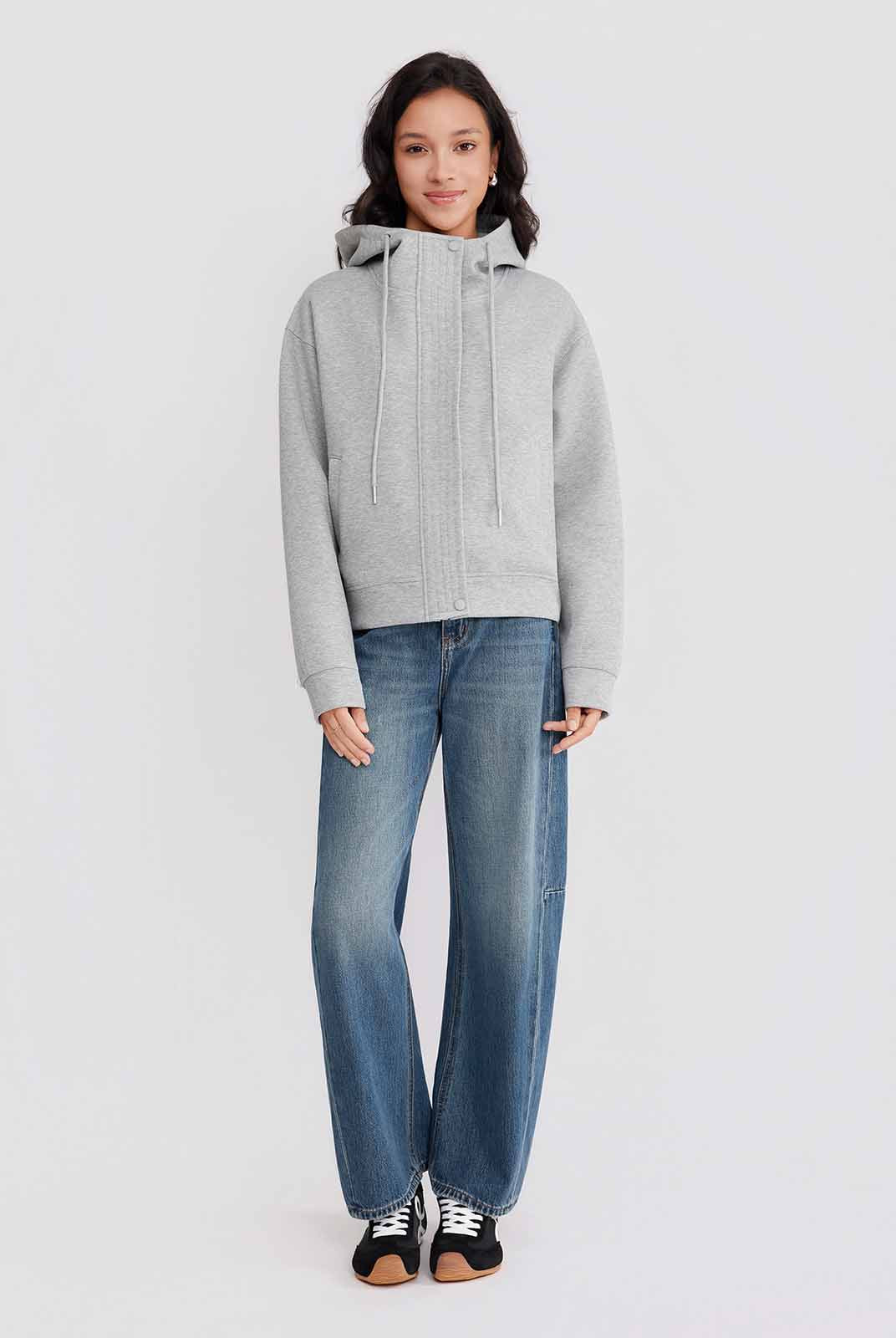 ASOBIO Hooded Drawstring Sweat Jacket