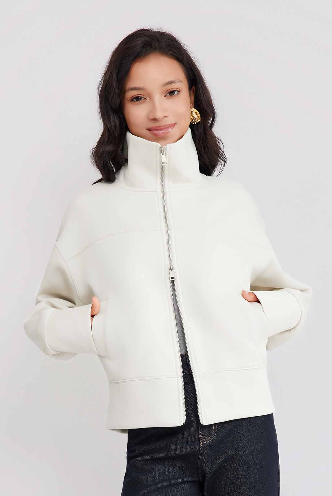 ASOBIO Stand-Collar Two-Way Zip Sweat Jacket