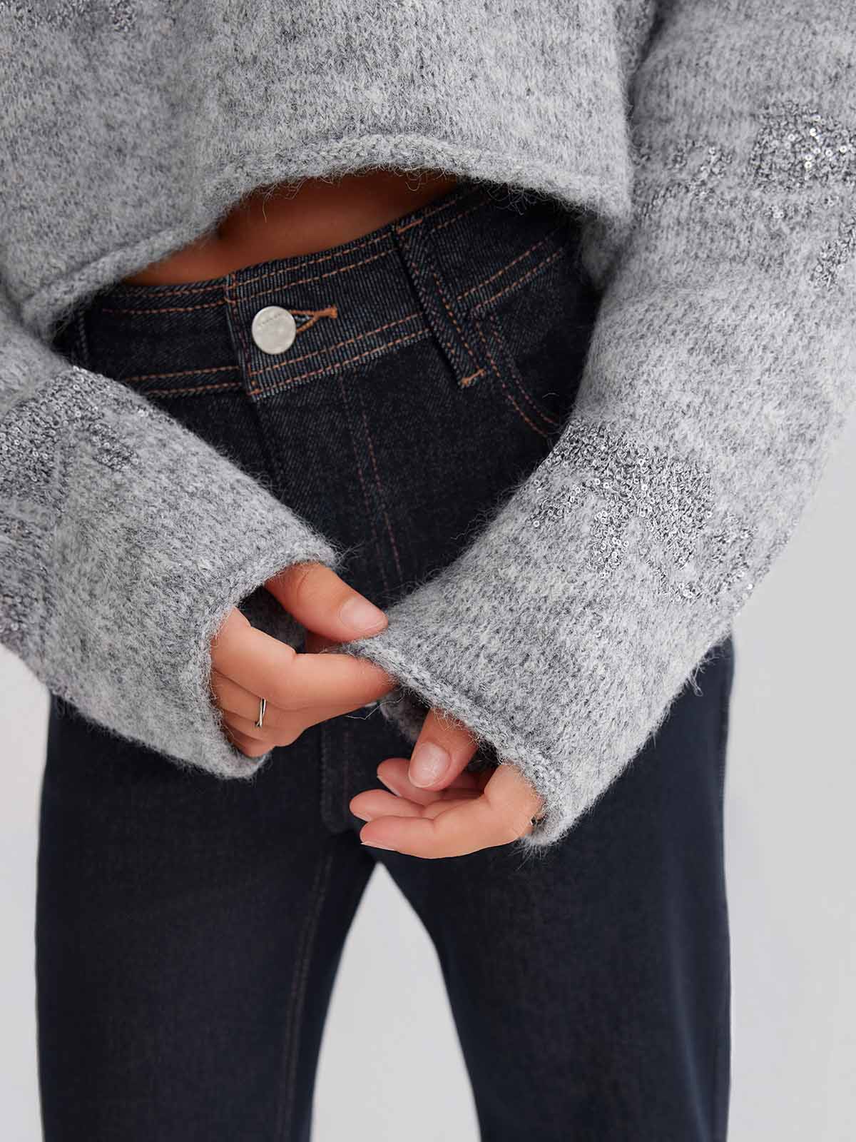 ASOBIO Bow-Pattern Knit Sweater