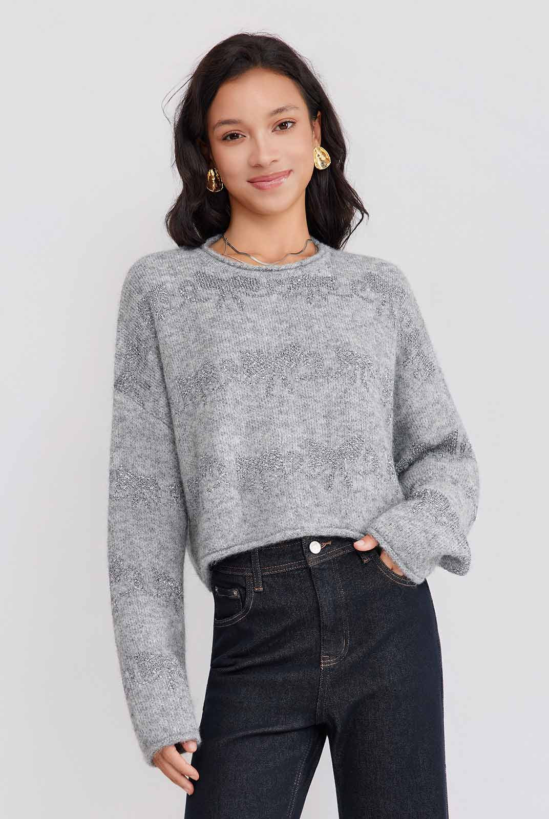 ASOBIO Bow-Pattern Knit Sweater