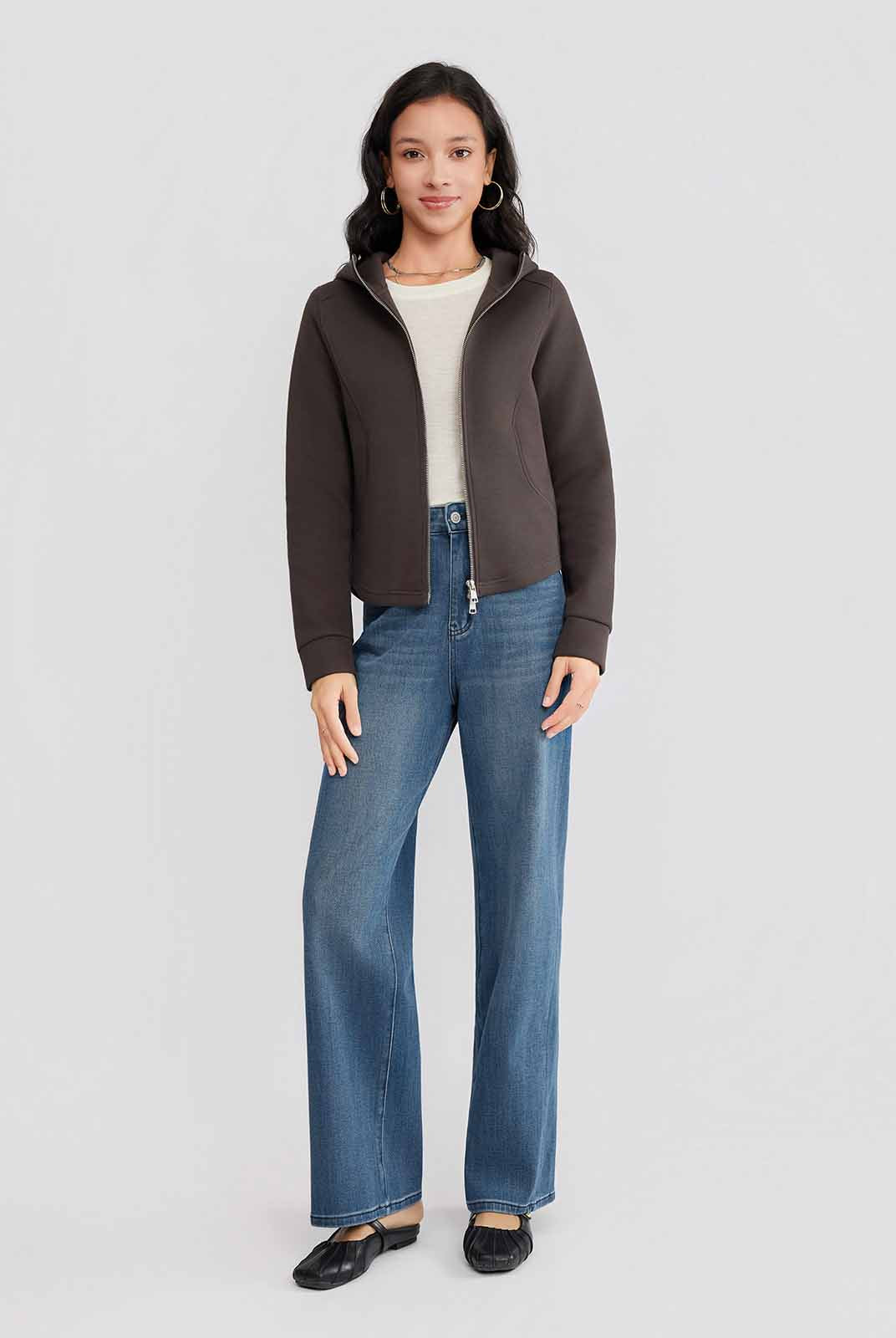 ASOBIO Hooded Panel Sweat Jacket