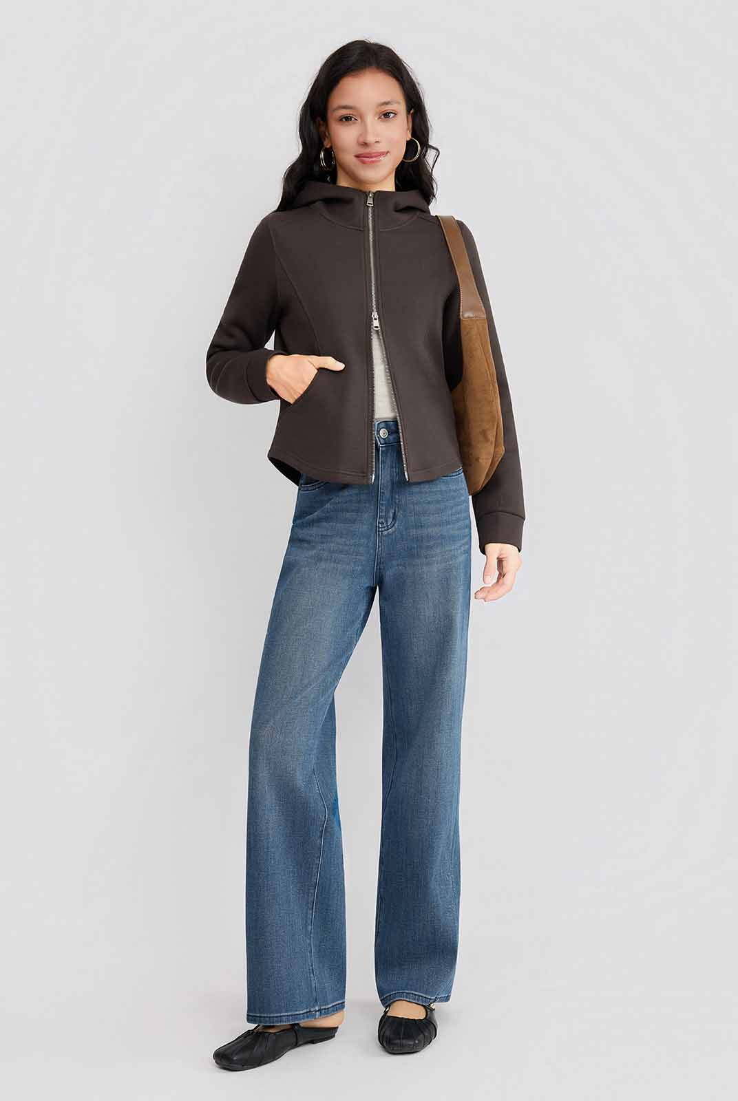 ASOBIO Hooded Panel Sweat Jacket