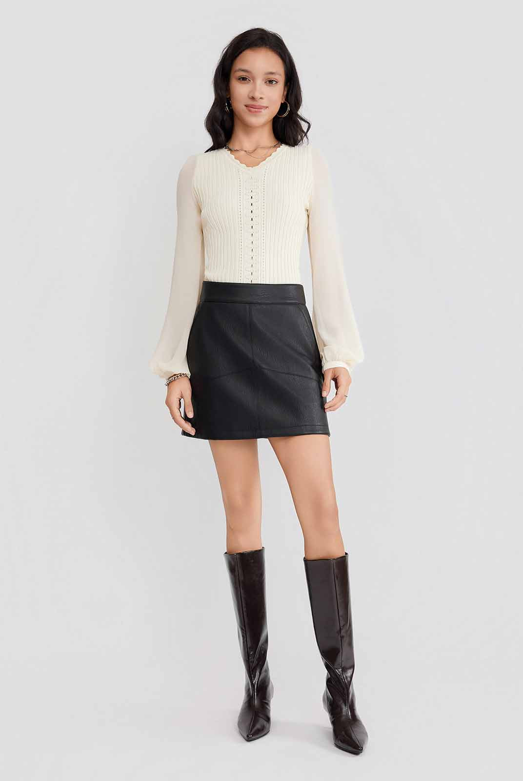 ASOBIO PU Mini Skirt