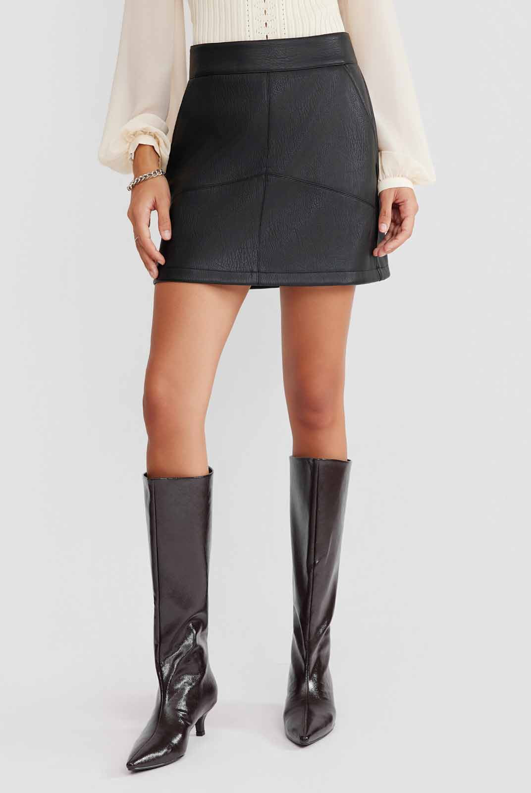 ASOBIO PU Mini Skirt