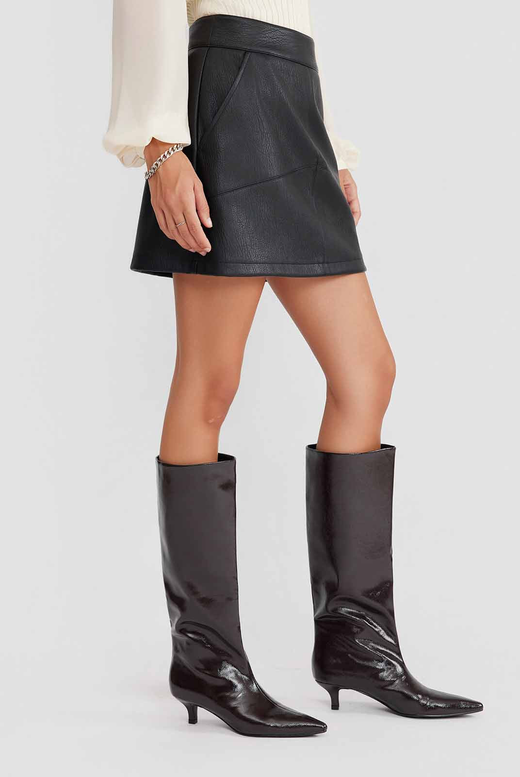 ASOBIO PU Mini Skirt