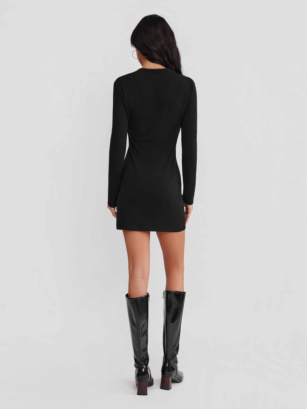 ASOBIO Square-Neck Knit Mini Dress